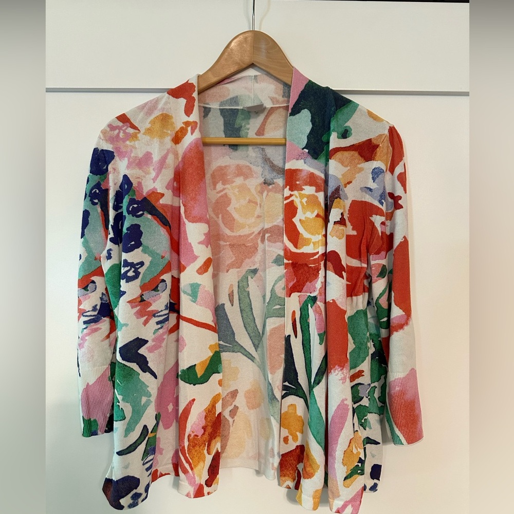 Chico’s floral topper cardigan, size 2 (Large)